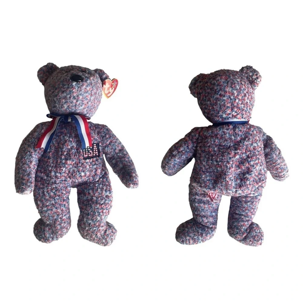 Ty Beanie Buddy USA the Bear NWT 2002 Plush Stuffed Animal Patriotic Exclusive
